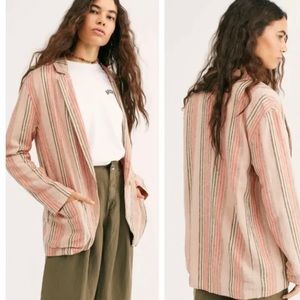 Free People Strawberry Sorbet Linen Oversized Blazer